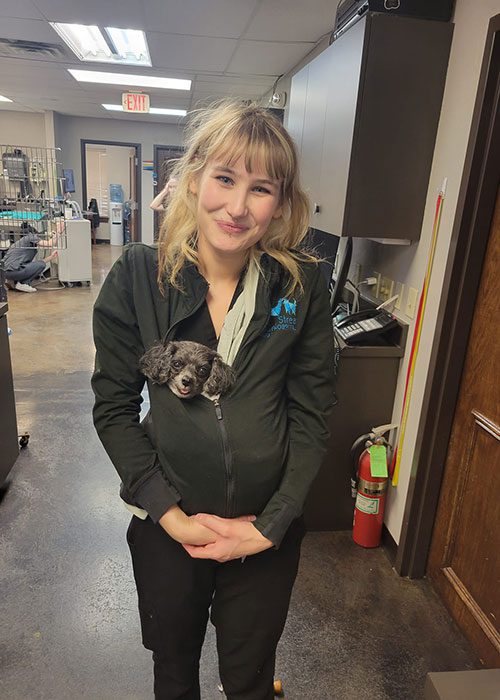 Blonde Girl With Puppy Sitting In Jacket Blonde Girl With Puppy Sitting In Jacket